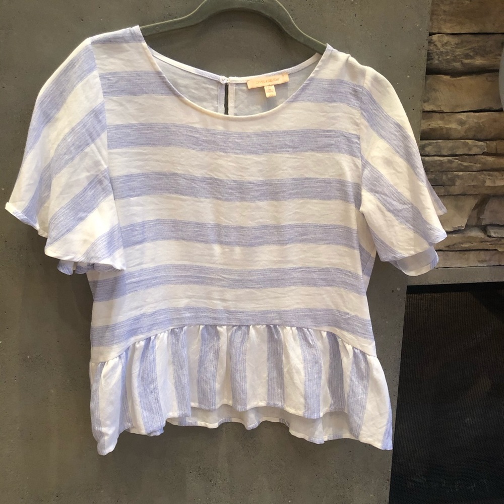 Super cute ruffled stripped blouse